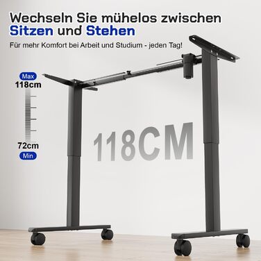 Стол офісний JUMMICO з регулюванням висоти, 100x160 см, 3 положення пам'яті, білий/чорний