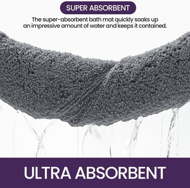 Набір килимків для ванної кімнати DEXI, 2 шт., 40 x 60 см, сірий. Нековзкі, м'які, швидковисихаючі килимки для душу, ванни та туалету. Машинне прання.