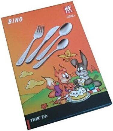 Набір дитячого посуду Zwilling Bino з гравіюванням (ім'я) 4 предмети. Включає гравіювання імені на передній стороні. Подарунок на хрещення, день народження для дівчаток та хлопчиків