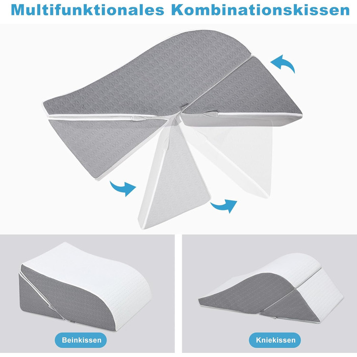 Подушка для ніг та колін 2-в-1 HAVARGO — ортопедичний підйомник для ніг із пінополіуретану для зняття набряків та покращення кровообігу, регульована висота