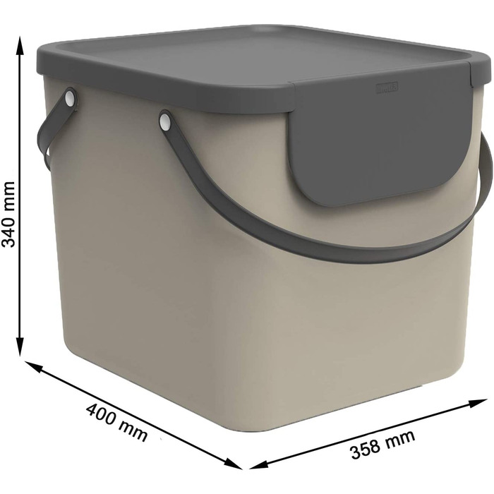 Система поділу сміття Rotho Albula 40l для кухні, пластик (поліпропілен) без бісфенолу А, 40l (40,0 x 35,8 x 34,0 см) (капучино/антрацит)