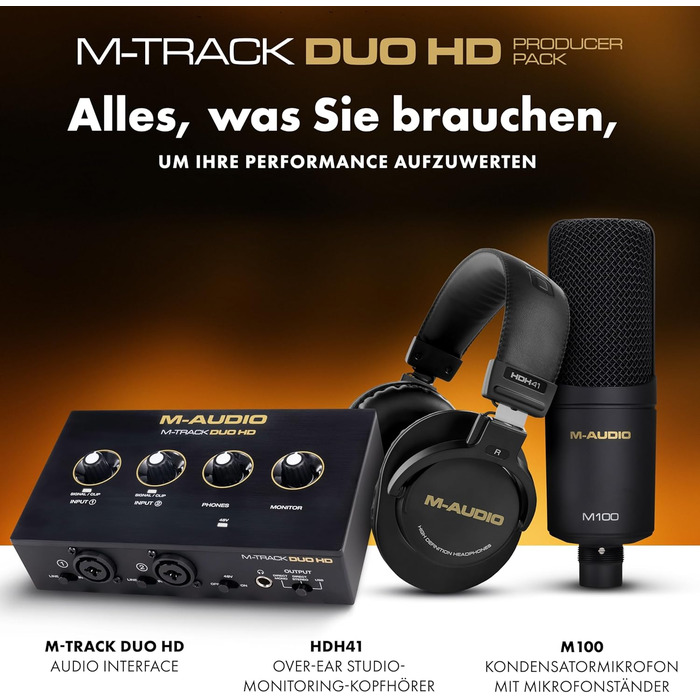 Аудіоінтерфейс M-Audio M-Track Duo для запису, стрімінгу та подкастів - 2 XLR/Line входи, 192kHz, з програмним забезпеченням