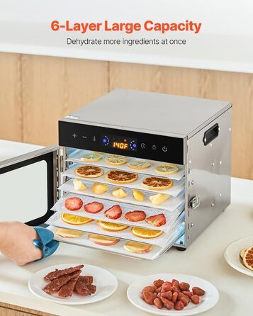 Електричний сушильний автомат VEVOR з 10 нержавіючих чаш, 1000 Вт: для м'яса, фруктів, овочів, трав, собачих ласощів