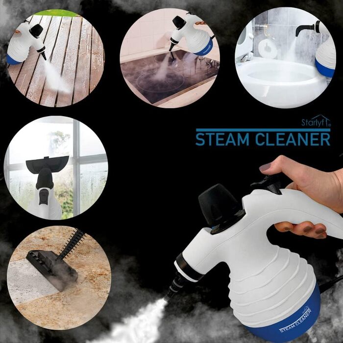 Пароочисник для всього Starlyf Steam Cleaner, пароочисник для дому, 1050 Вт, ємність 350 мл, глибоке очищення, кілька аксесуарів, видаляє плями, килими, сидіння автомобіля, кухня, ванна кімната