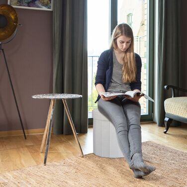 Relaxdays Пуф з місцем для зберігання, великий, круглий