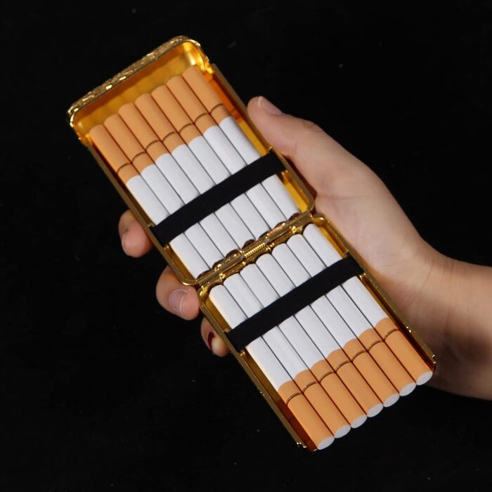 Металевий портсигар RWXCOW на 14 сигарет 9,9х6,5 см золотистий