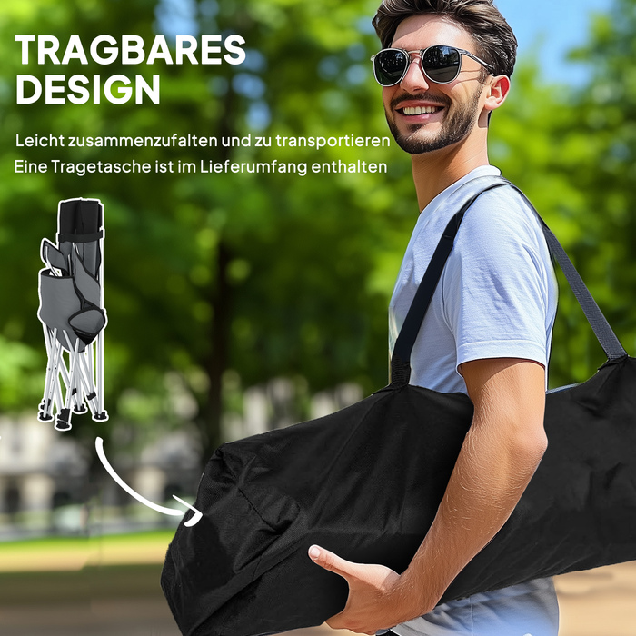 Набір з 2-х складаних туристичних стільців для кемпінгу та риболовлі з знімною підніжкою та тримачем для напоїв, витримує до 120 кг, сірий