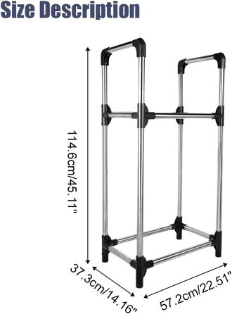 Стійка для шин BAOYOUNI на 4 шини/диски, 2 яруси, сіро-срібна, 57,2 x 37,3 x 114,6 см