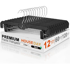 Кліпси для штанів House Day, 12 шт, 35 см, пластикові вішалки для штанів, спідниць, джинсів, шортів та легінсів, з обертовим гачком 360°