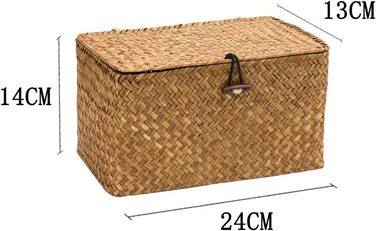 Дерев'яна коробка для зберігання 3 предметів, коробка для зберігання морських водоростей, декоративна коробка для зберігання косметики з кришкою, кошики для зберігання, виготовлені з натуральної практичною (великий середній маленький) (оригінал X2)