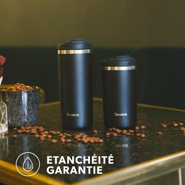 Термокружка QWETCH 240 мл з нержавіючої сталі - для кави та чаю, зберігає тепло 6 годин, холод 12 годин, без BPA, з витоком, багаторазова термокружка для подорожей