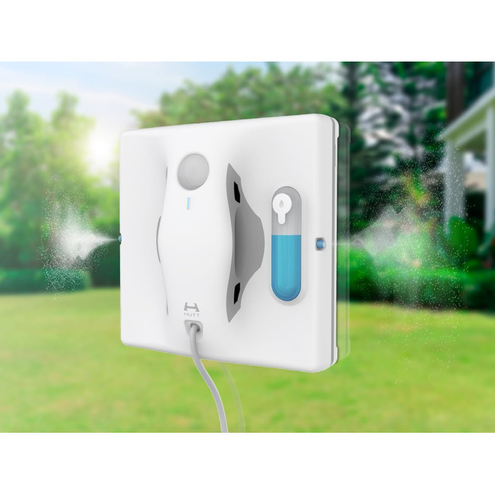 Робот для миття вікон Hutt W8 з пультом дистанційного керування | 2-фазне розпилення, 3800Pa всмоктування | 80 мл бак, розпізнавання країв | Для скла, плитки, дзеркал (4 серветки для миття, страхувальний трос в комплекті)