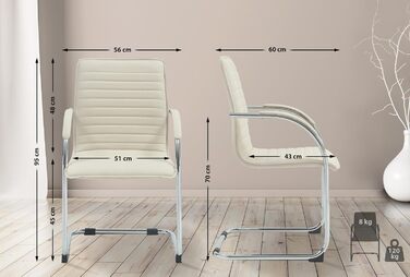 Набір з 2-х відкидних крісел Tira з штучної шкіри, з м'яким сидінням, колір кремовий