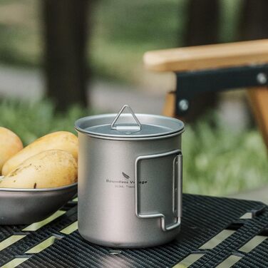 iBasingo Titan Becher: туристичний титановий посуд для кемпінгу, приготування кави/чаю, 200-750 мл (Ti3025d-420ml)