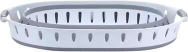 Складний кошик для білизни, міцний, високоякісний, компактний, 53 x 38 x 25 см, сіро-білий - Багатофункціональний контейнер для білизни, кошик для зберігання, органайзер (36 літрів)