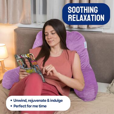 КомфортСпа Лесе-подушка для ліжка, розмір для дорослих, подушка для спини з підлокітниками, кишенями та знімним чохлом; підходить для відпочинку в ліжку або для полегшення болю в спині