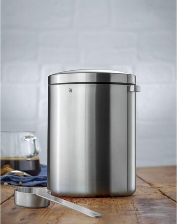 Каньора для кави WMF Kult з нержавіючої сталі на 500г, з мірною ложкою, для кавових зерен та меленої кави, Cromargan, придатна для миття в посудомийній машині