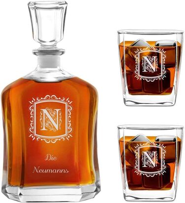 Мавертон Віскі Карафа + Набір склянок для віскі (2/4/6 шт.) з гравіюванням - 700 мл - Чудовий подарунок на весілля для пари