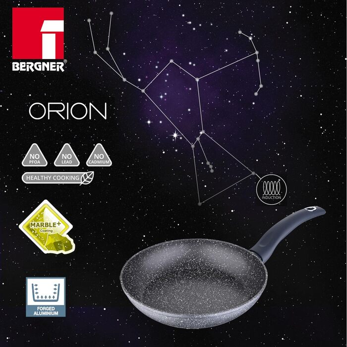 Сковорода Bergner Orion, алюмінієва, сіра, 28 см