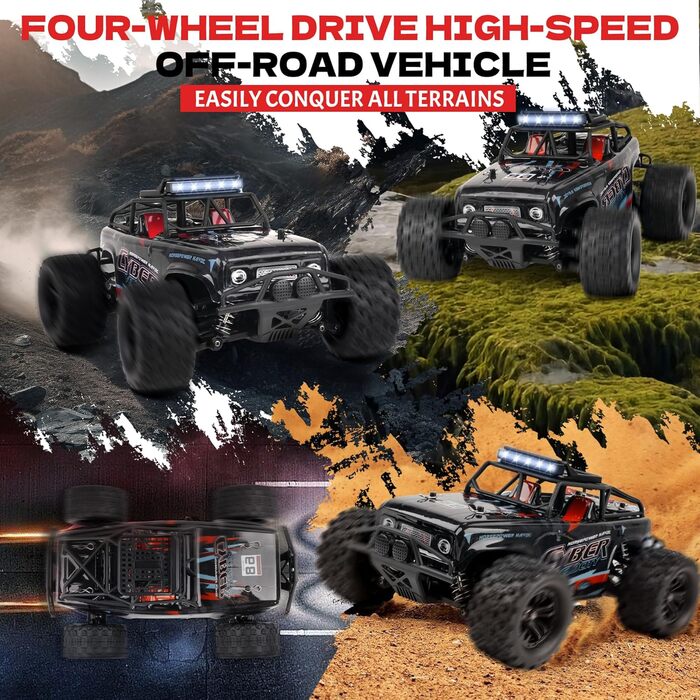 Радіокерований позашляховик 1:18, 4WD, 40 км/год, 2 батареї, 2.4GHz, чорний - іграшка для дітей та дорослих