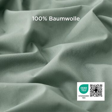 BEDSURE Комплект постільної білизни 135x200, бавовна, 4 частини - зелений колір, комплект з 2 наволочок 80x80 см, Oeko-TEX, застібка на блискавку