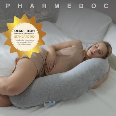 Подушка для годування PharMeDoc XXL - багатофункціональна подушка для вагітних і спального місця на боці, сіра