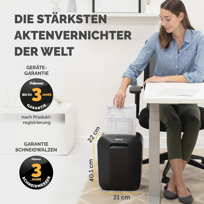 Fellowes LX50: Шредер для документів, 9 листів, Cross Cut, 17л, з блокуванням, чорний