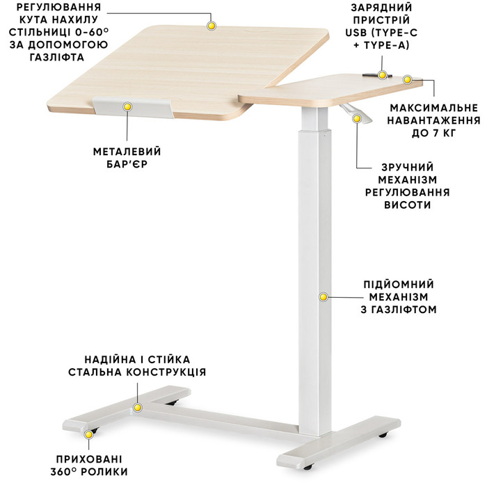 Стіл Hommex Mobidesk Duo USB Maple (арт. ТН-010-2 Maple)