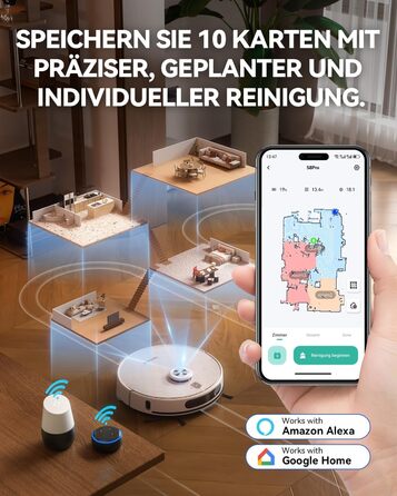 Робот-пилосос Tesvor S8 Pro з функцією миття - 8000Pa, LiDAR-навігація, 240 хв роботи, керування через додаток/Alexa, для прибирання шерсті тварин, килимів та твердих підлог