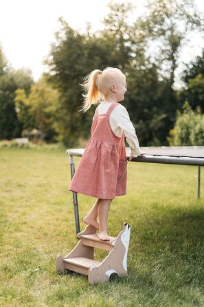 Дитячий тритуходер Wild Kids Modern Tritthocker з дерева, 2 сходинки, для ванної кімнати, натхненний меблями Монтессорі (колір: коричневий, світло-коричневий)