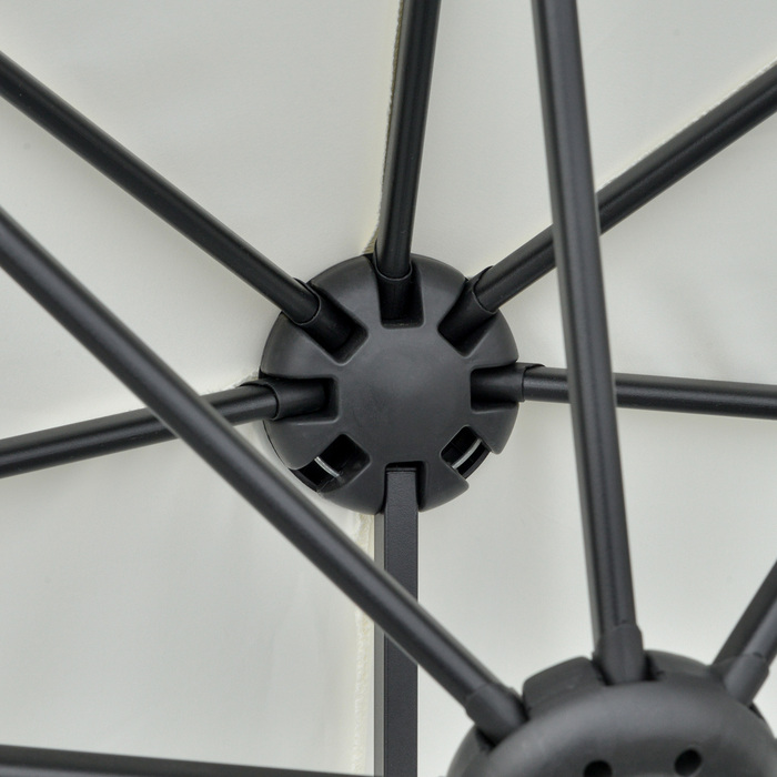 Сонцезахисний парасоль полукруглої форми 1,9 x 2 м з подвійним куполом та ручною гонтою, колір - кремовий