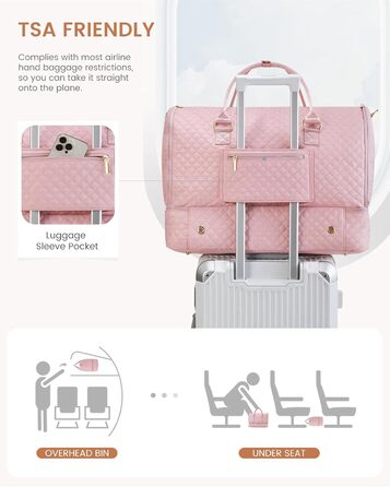 Сумка-органайзер для одягу LOVEVOOK для жінок, 53L, рожева: валіза, дорожня сумка, органайзер для взуття, набір 2 шт.