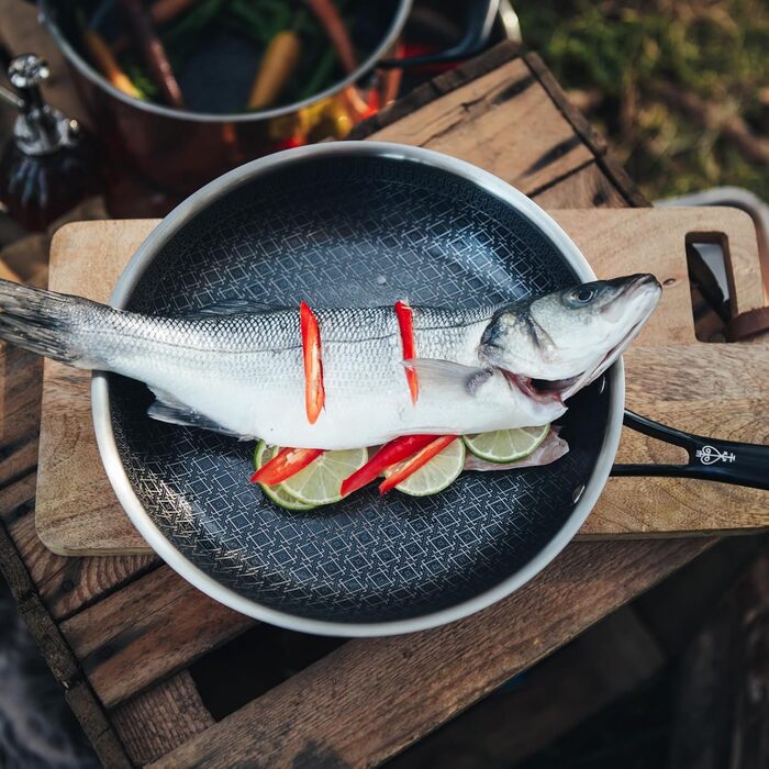 Німецька сковорода NYORD з нержавіючої сталі - антипригарна, з керамічним покриттям, для індукції, газу та кераміки, з кришкою, 24 см