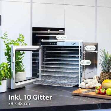 Дегідратор Vita 5 з 6 решітками для сушіння фруктів, овочів та м'яса. Поверхня сушіння 0,7 м², регулювання температури 35-75°C, таймер 24 год, LED дисплей, 650W