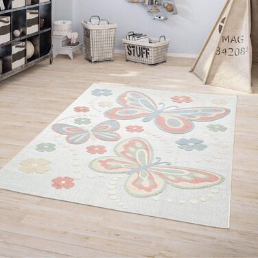 Дитячий килим для дитячої кімнати Дитячий ігровий килимок Метелики Дизайн барвистий, розмір (140x200 см)