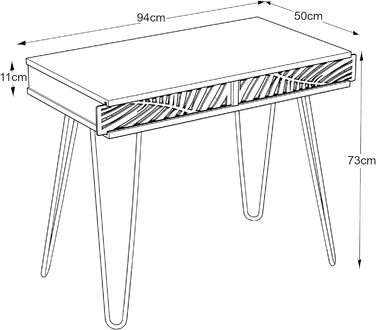 Письмовий стіл Tinn зі шпильками 94x50x73см Комп'ютерний стіл з 2 відділеннями для зберігання Офісний стіл (Дуб / Білий)