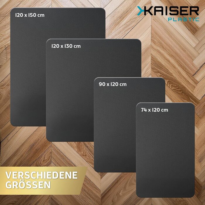 Захисна килимок для офісного крісла Kaiser Bodenschutzmatte, 120 x 130 см, чорний, Made in Germany