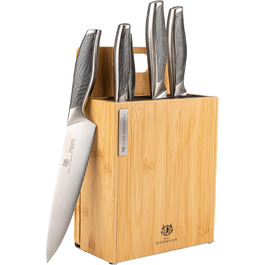 Набір ножів Karl Hausmann 5 шт. з магнітним блоком з бамбука - набір кухонних ножів з нержавіючої сталі