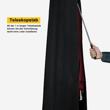 Захисний чохол для парасольки (400см) - водонепроникний, стійкий до УФ, для саду та ринку, чорний