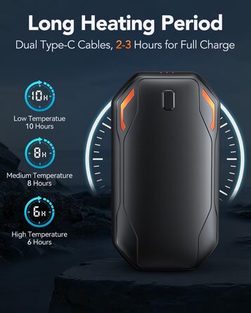 Електричні грілки для рук PHEJIE, 2 шт. з підзарядкою, 3 режими нагріву, портативні, для активного відпочинку, кемпінгу, гольфу, подарунок для жінок та чоловіків, чорний