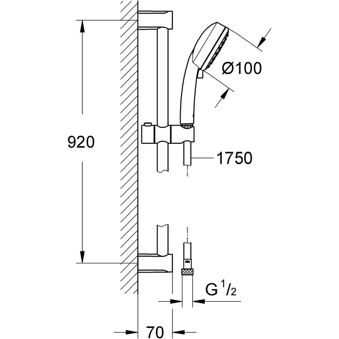 Хром / 27572002 (набір душових стрижнів 900 мм, 2 типи струменя, сріблястий), 100 - /