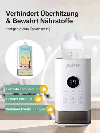 Підігрівач для пляшечок KOSTTE - універсальний, для грудного молока та суміші (білий)