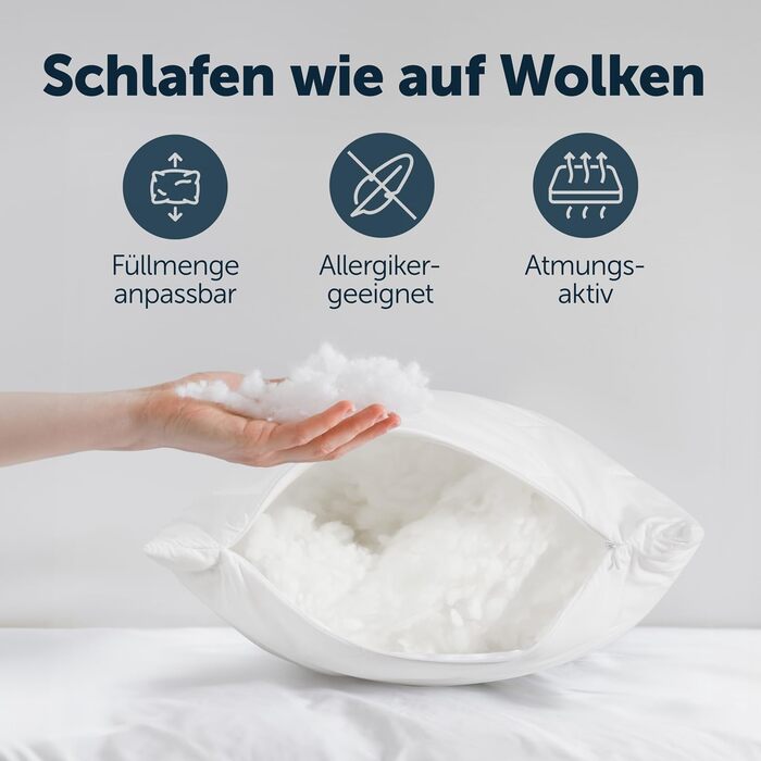 Подушка для сну на боці Blumtal з чохлом, 40 x 145 см, сертифікат Oeko-TEX, регульована наповнювачем, ортопедична подушка для дорослих