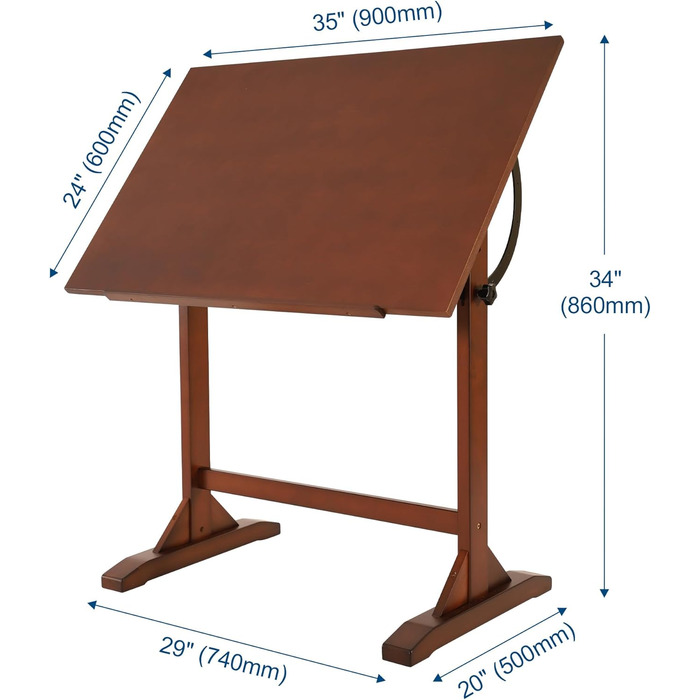 Регульований дерев'яний стіл для малювання, соснове дерево, нахилений, художній стіл горіх, 60x90