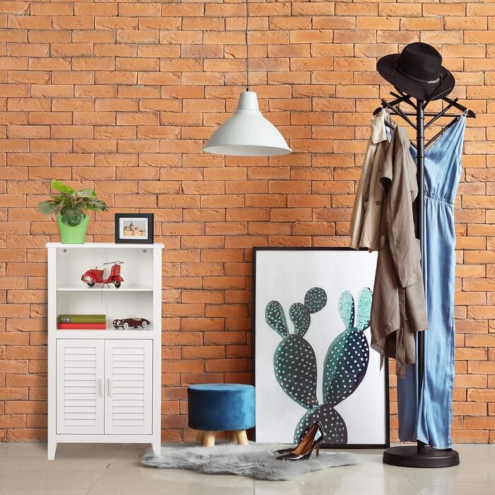 Шафка для ванної кімнати Relaxdays LAMELL, 92 x 50 x 25.5 см, білий колір, бамбук