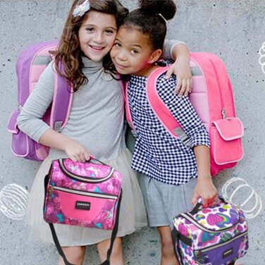 Дитяча сумка для ланчу, сумка для дітей, шкільна сумка для пікніка для хлопчиків і дівчаток, ізольована сумка для кемпінгу, регульований плечовий ремінь (троянда)