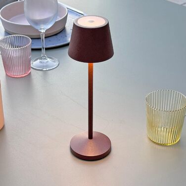 Lumisky EMILY - Бездрожний настільний світильник LED, тепле світло, регулювання яскравості, 25 см, коричневий