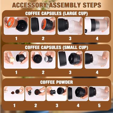 Портативна кавомашина 3-в-1 DAJASD з дисплеєм, 12V, USB, для кави в зернах та капсул - ідеальна для подорожей, кемпінгу та авто