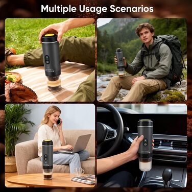 Hoyiyobi Міні кавомашина на акумуляторі, портативна еспресо-машина, 3-в-1 для дому, офісу та подорожей