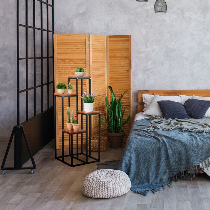 Підставка для квітів Relaxdays з 4 полицями (чорного кольору)